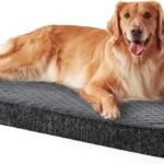 JOEJOY Orthopedic Dog Bed for Large Dogs, Washable Dog Crate Bed Large Sized with Removable Cover, Egg Memory Foam Big Pet Beds, Grey, 35″x22″