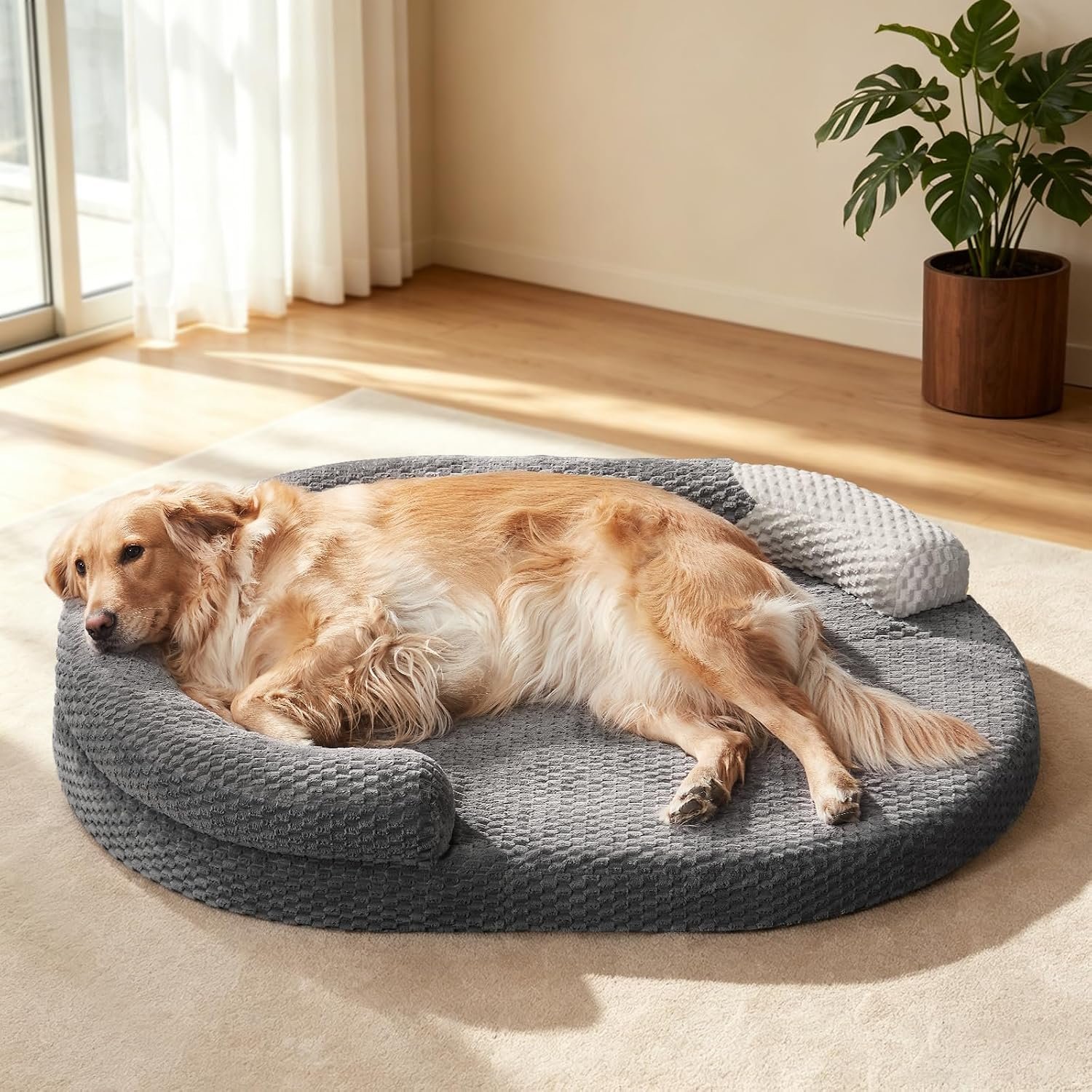 JOEJOY XL Orthopedic Dog Beds Large Sized Dog, Extra Large Washable Waterproof Oval Large Dog Bed with Removable Cover, Egg-Crate Foam Pet Bed with Bolster & Non-Skid Bottom, Dark Grey, 42”x32” JOEJOY XL Orthopedic Dog Beds Large Sized Dog, Extra Large Washable Waterproof Oval Large Dog Bed with Removable Cover, Egg-Crate Foam Pet Bed with Bolster & Non-Skid Bottom, Dark Grey, 42”x32”