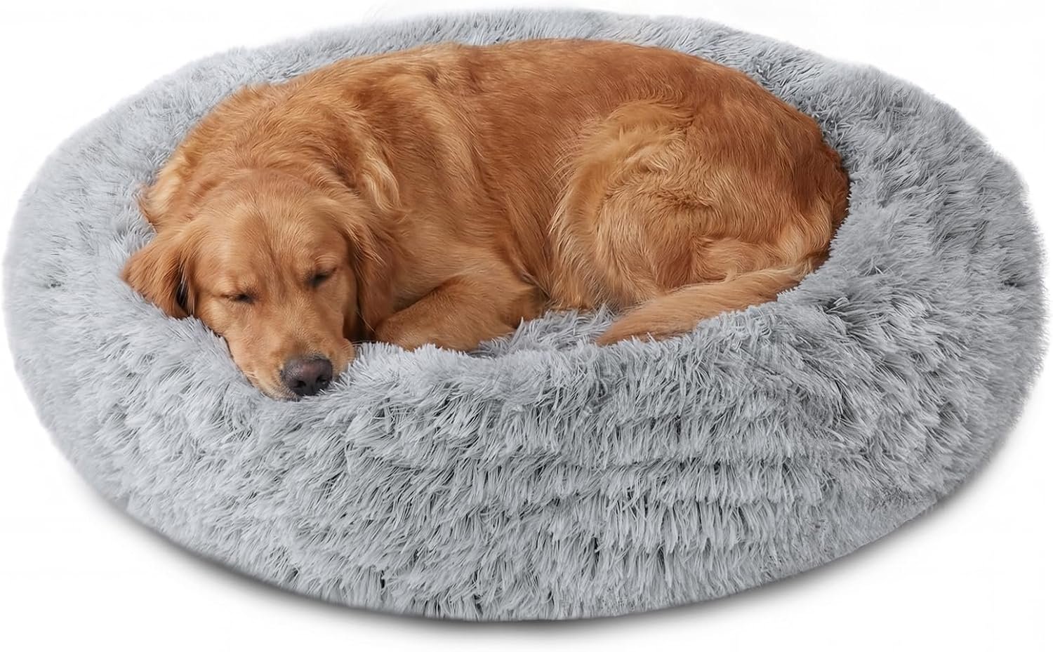 JOLLYVOGUE Calming Dog Beds Large Sized Dog, 36in Donut Washable Large Pet Bed, Anti-Slip & Anti-Anxiety Fluffy Faux Fur Round Dogs Bed, Fits up to 80 lbs Pets (Smoke Grey) JOLLYVOGUE Calming Dog Beds Large Sized Dog, 36in Donut Washable Large Pet Bed, Anti-Slip & Anti-Anxiety Fluffy Faux Fur Round Dogs Bed, Fits up to 80 lbs Pets (Smoke Grey)