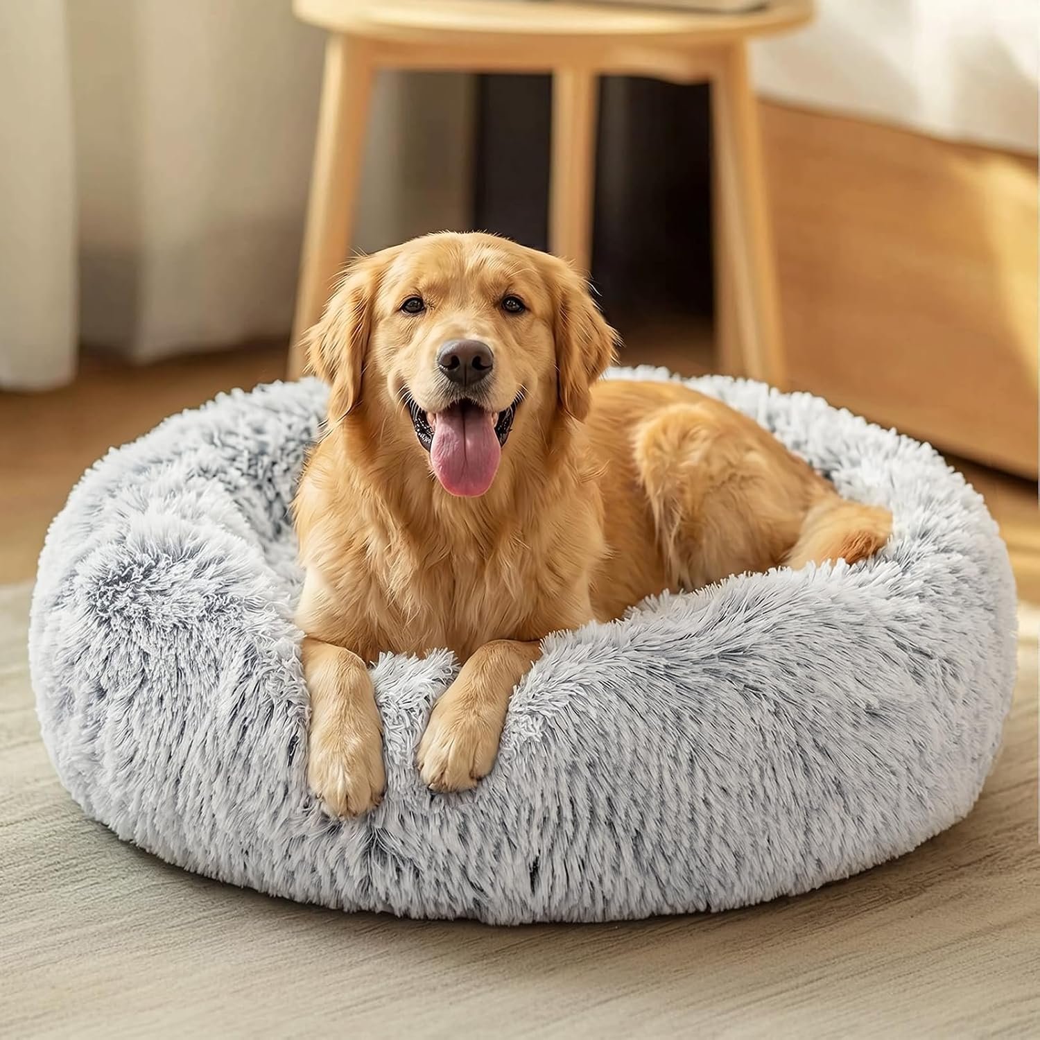 JOLLYVOGUE Dog Beds Large Sized Dog, 36 inches Calming Soft Anti-Anxiety Donut Dogs Bed, Washable Round Fluffy Cushion for Large Pets, Fits up to 80 lbs Pets JOLLYVOGUE Dog Beds Large Sized Dog, 36 inches Calming Soft Anti-Anxiety Donut Dogs Bed, Washable Round Fluffy Cushion for Large Pets, Fits up to 80 lbs Pets