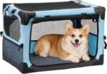 JOYTUTUS Collapsible Dog Crate, 26 Inch Portable Pet Crate for Car, Travel Dog Kennel Foldable Dog Crate for Medium Dog 44lbs, Soft Cat Carrier Fit for Indoor & Outdoor/Car Back Seat/Trunk (Blue)