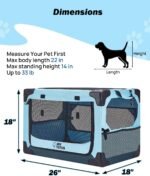 JOYTUTUS Collapsible Dog Crate, 26 Inch Portable Pet Crate for Car, Travel Dog Kennel Foldable Dog Crate for Medium Dog 44lbs, Soft Cat Carrier Fit for Indoor & Outdoor/Car Back Seat/Trunk (Blue) - Image 2