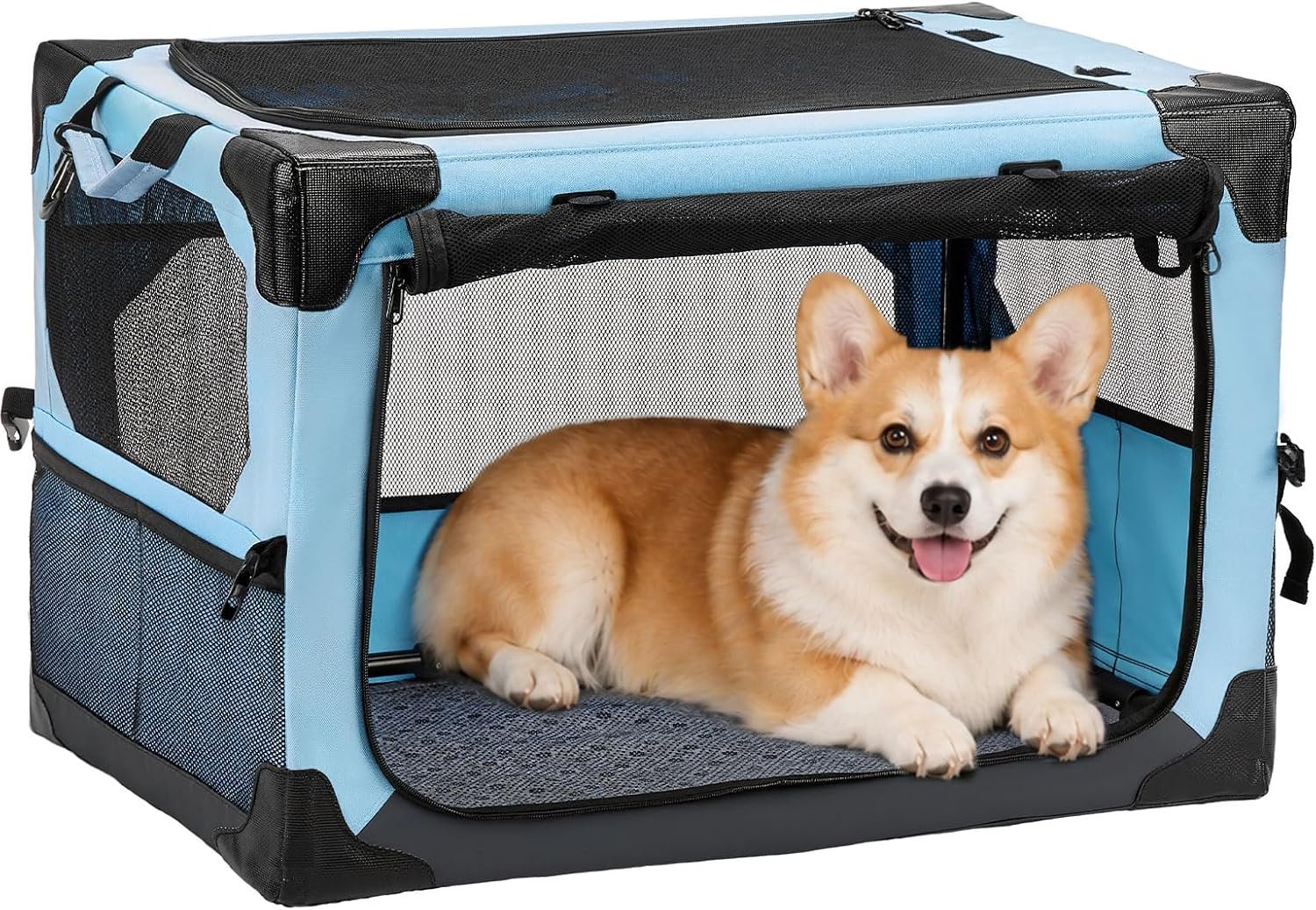 JOYTUTUS Collapsible Dog Crate, 26 Inch Portable Pet Crate for Car, Travel Dog Kennel Foldable Dog Crate for Medium Dog 44lbs, Soft Cat Carrier Fit for Indoor & Outdoor/Car Back Seat/Trunk (Blue) JOYTUTUS Collapsible Dog Crate, 26 Inch Portable Pet Crate for Car, Travel Dog Kennel Foldable Dog Crate for Medium Dog 44lbs, Soft Cat Carrier Fit for Indoor & Outdoor/Car Back Seat/Trunk (Blue)