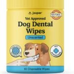 Jasper Dog Dental Wipes, Finger Tooth Wipes for Dogs, Unscented 60-Count