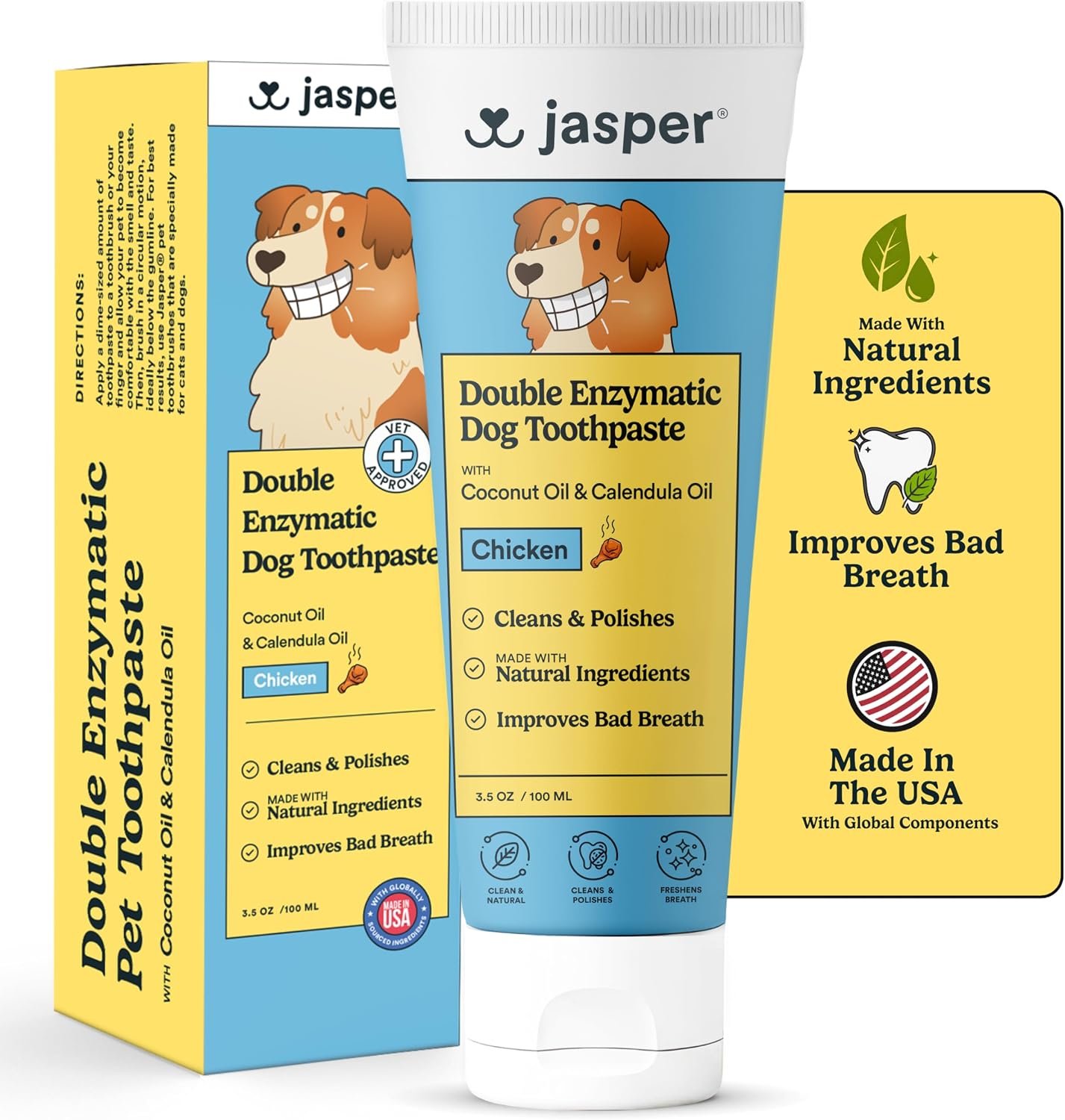 Jasper Dog Toothpaste Double Enzymatic, Chicken Flavor 3.5oz Jasper Dog Toothpaste Double Enzymatic, Chicken Flavor 3.5oz