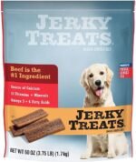 Jerky Treats Tender Beef Strips Dog Snacks 15 Vitamin& Mineral& Omega 3 Made in USA, 60 oz, New Packaging (1 Pack)