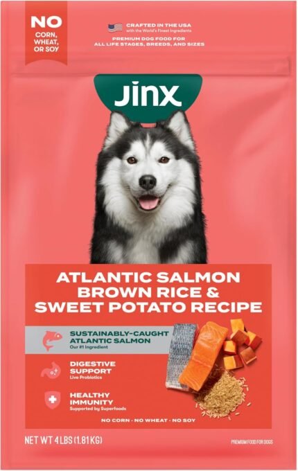 Jinx Dry Dog Food – Real Salmon, Brown Rice & Sweet Potato, 4lb