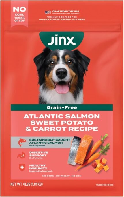 Jinx Grain Free Dry Dog Food - Real Salmon, Sweet Potato & Carrot, 4lb