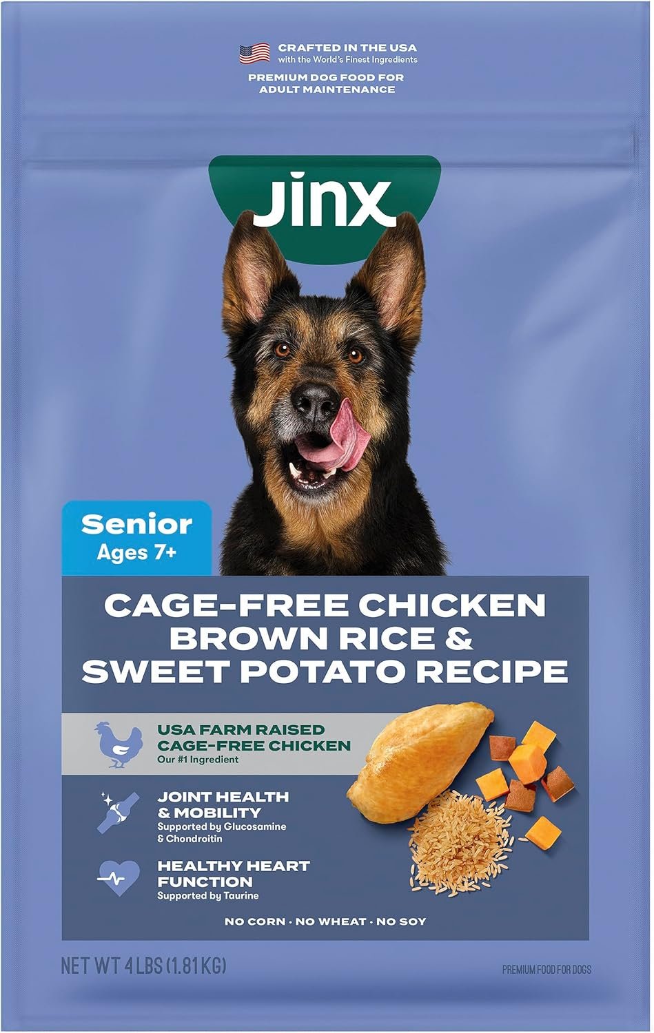 Jinx Senior Dry Dog Food – Real Chicken, Brown Rice & Sweet Potato, 4lb Jinx Senior Dry Dog Food – Real Chicken, Brown Rice & Sweet Potato, 4lb