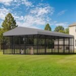 Jocisland 10x20x6.4 FT Outdoor Dog Kennel, 2 Doors, Waterproof Roof