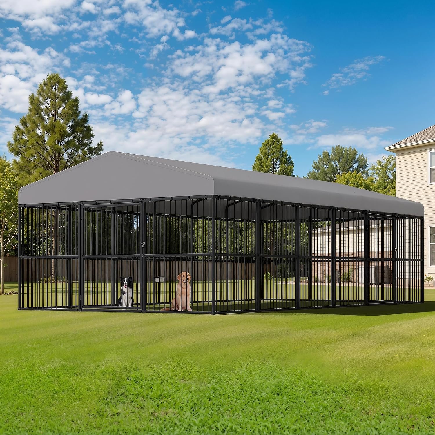 Jocisland 10x20x6.4 FT Outdoor Dog Kennel, 2 Doors, Waterproof Roof Jocisland 10x20x6.4 FT Outdoor Dog Kennel, 2 Doors, Waterproof Roof