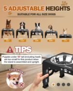 Jovrun Elevated Dog Bowls for Medium Large Size Dogs, Non-Slip Dog Feeder with 2 Stainless Steel Dishes, 5 Heights Adjustable Raised Bowls to 3.15″-8.66″-9.84″-11.02″-12.2″ - Image 2