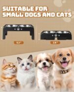 Jovrun Elevated Dog Bowls for Small Dogs and Cats, Non-Slip Cat Bowls with 2 Thick 5.5" Stainless Steel Dishes, Dog Feeder 2 Heights Adjustable to 2.6"-5.3" - Image 2