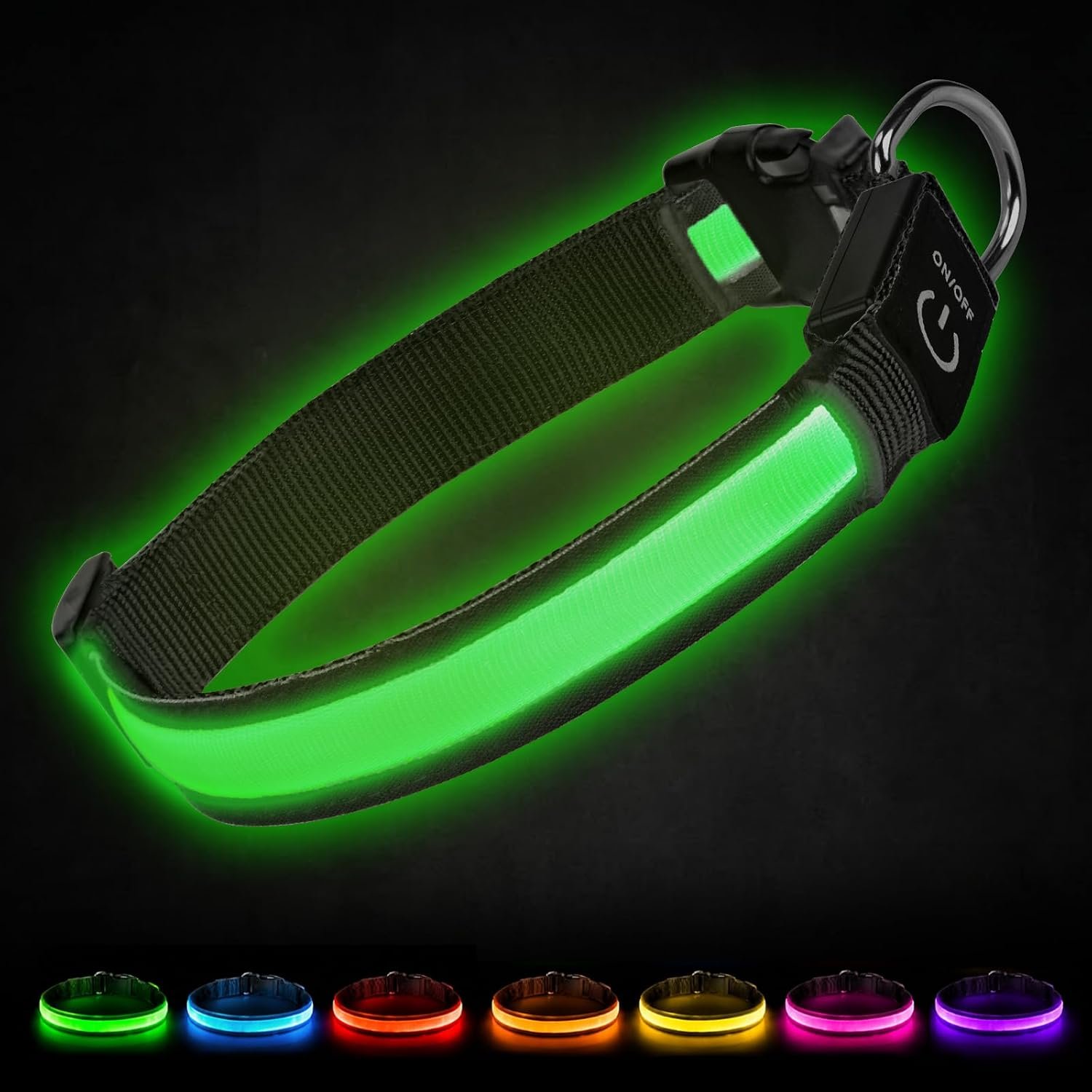 Joytale Light Up Dog Collar, 7 Color Night Safety & Daily Wear, Black, M Joytale Light Up Dog Collar, 7 Color Night Safety & Daily Wear, Black, M