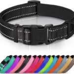 Joytale Reflective Dog Collar, Adjustable Neoprene Padded, Black L