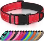 Joytale Reflective Dog Collar, Adjustable Neoprene Padded, Red M