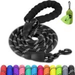 Joytale Rope Dog Leash for Medium Large Dogs, Padded Handle, 6FT, Black
