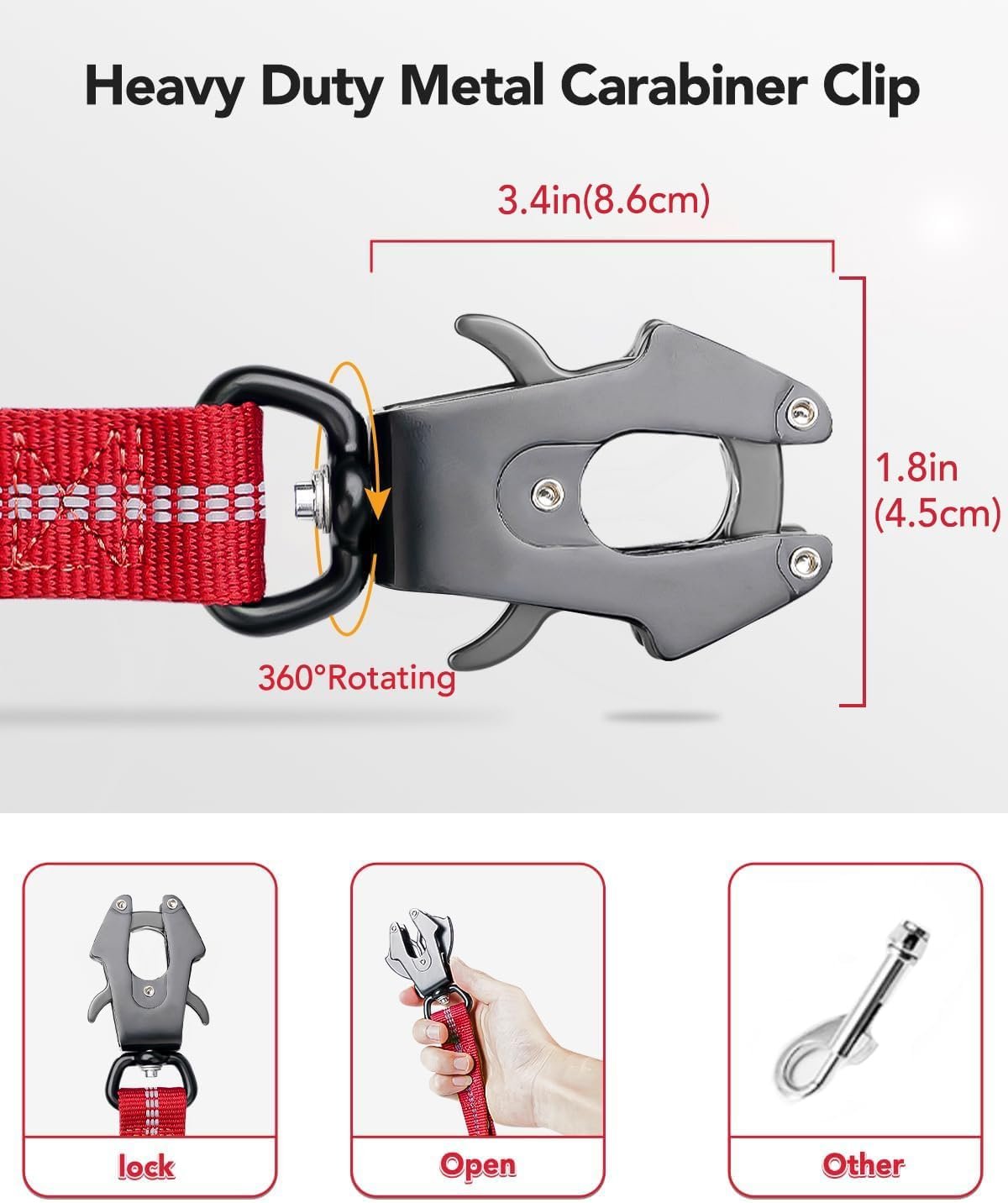 Joytale Tactical Bungee Dog Leash, Shock Absorbing No Pull, Red Joytale Tactical Bungee Dog Leash, Shock Absorbing No Pull, Red