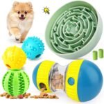 KIPRITII Dog Puzzle Feeder Set with Slow Feeder Bowl & Treat Ball