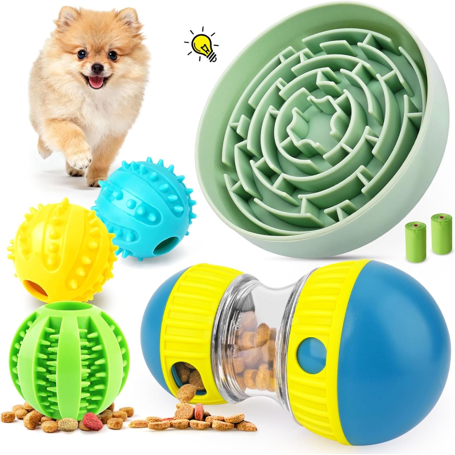 KIPRITII Dog Puzzle Feeder Set with Slow Feeder Bowl & Treat Ball KIPRITII Dog Puzzle Feeder Set with Slow Feeder Bowl & Treat Ball