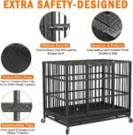 KOKOTANGS 48 Inch Heavy Duty Dog Crate Cage with Wheels, Indestructible and Escape Proof Steel Kennel Indoor for High Anxiety Dogs with Sturdy Locks, Double Door and Tray, Extra Large XL XXL, Black - Image 2