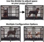 KOKOTANGS 54 Inch Heavy Duty Dog Crate Cage with Divider, Indestructible and Escape Proof Steel Kennel Indoor for High Anxiety Dogs with Sturdy Locks, Double Door and Tray, Extra Large XL XXL, Black - Image 2