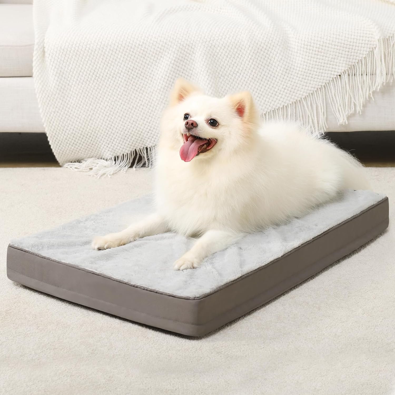 KSIIA Orthopedic Dog Bed for Small Dogs with Waterproof Lining, Grey, 23×17 KSIIA Orthopedic Dog Bed for Small Dogs with Waterproof Lining, Grey, 23×17