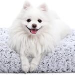 KSIIA Washable Dog Bed Small Dog Crate Bed Deluxe Plush Mat 23″x18″ Gray