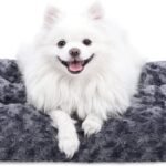 KSIIA Washable Dog Bed Small Dog Crate Bed Plush Pet Mat 23″x18″ Dark Gray