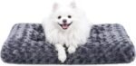KSIIA Washable Dog Bed Small Dog Crate Bed Plush Pet Mat 23"x18" Dark Gray