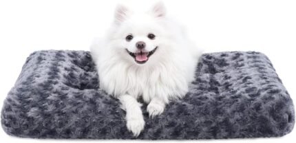 KSIIA Washable Dog Bed Small Dog Crate Bed Plush Pet Mat 23"x18" Dark Gray