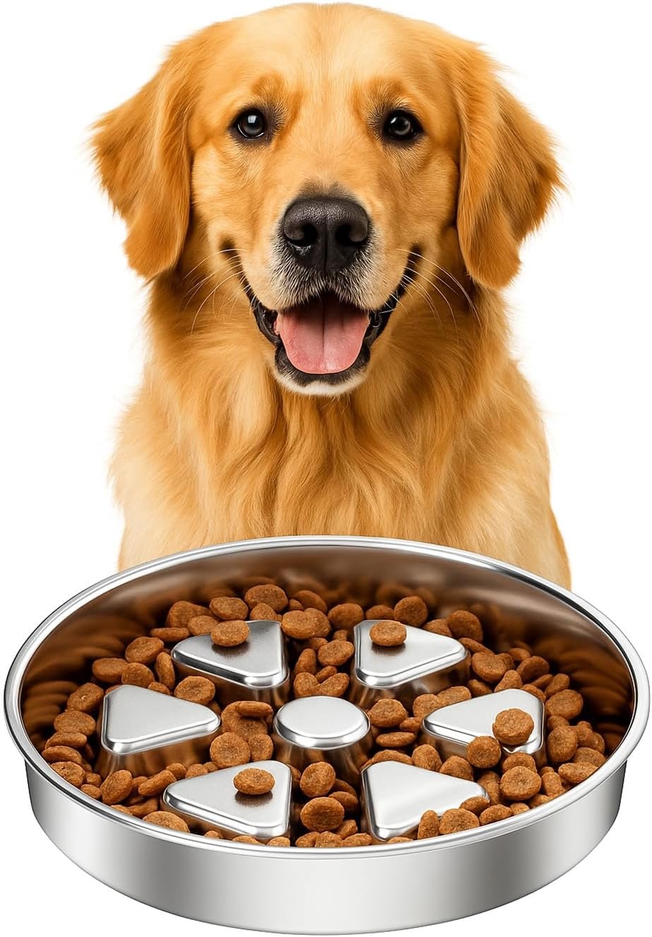 Kactoily 304 Stainless Steel Slow Feeder Dog Bowls, 2.5 Cups Capacity Kactoily 304 Stainless Steel Slow Feeder Dog Bowls, 2.5 Cups Capacity