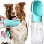 Kalimdor Dog Water Bottle, Leak Proof Portable Puppy Water Dispenser with Drinking Feeder for Pets Outdoor Walking, Hiking, Travel, Food Grade Plastic (19oz Blue)