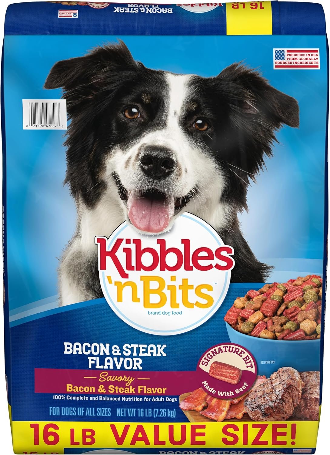 Kibbles ‘n Bits Dry Dog Food, Savory Bacon & Steak Flavor for Adult Dogs 16 lb. Bag Kibbles ‘n Bits Dry Dog Food, Savory Bacon & Steak Flavor for Adult Dogs 16 lb. Bag