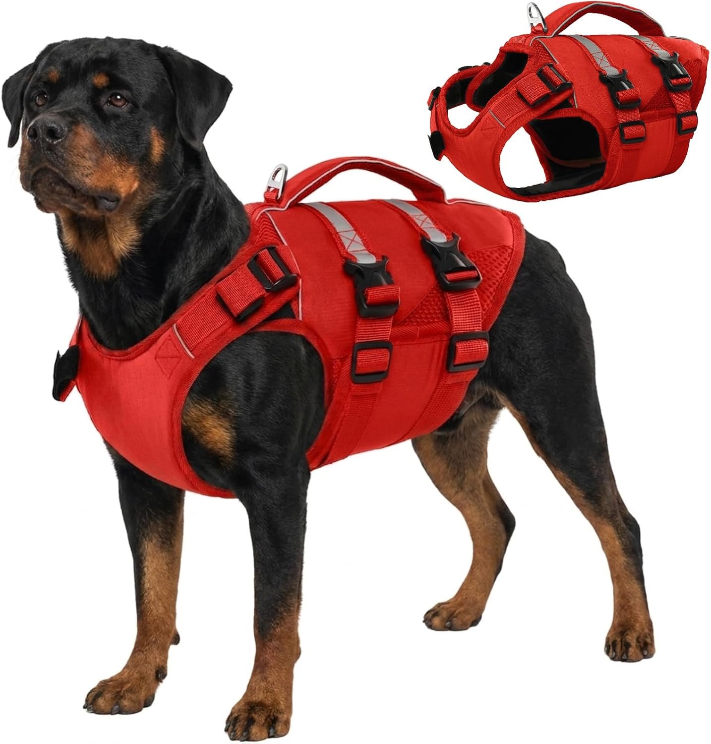 Kuoser Dog Life Jacket, High Flotation Dog Life Vest for Swimming Boating Kuoser Dog Life Jacket, High Flotation Dog Life Vest for Swimming Boating