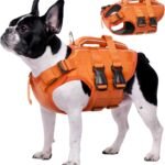 Kuoser Dog Life Jacket, High Flotation Reflective Dog Life Vest, Orange, XS