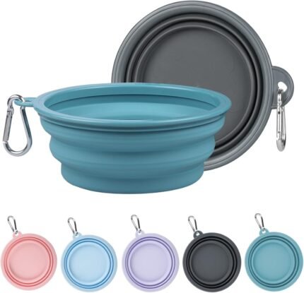 Kytely Collapsible Dog Bowls for Travel, 2Pack Dog Portable Water Bowl, Foldable Pet Food Bowl with Clasp, Pet Cat Feeding Cup Dish for Traveling, Walking, Hiking