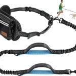 Kytely Hands Free Dog Leash with Zipper Pouch, Wide Padded Waist Dog Running Leash for Medium and Large Dogs, Dual Padded Handles, Retractable Bungee for Walking Jogging Training Hiking