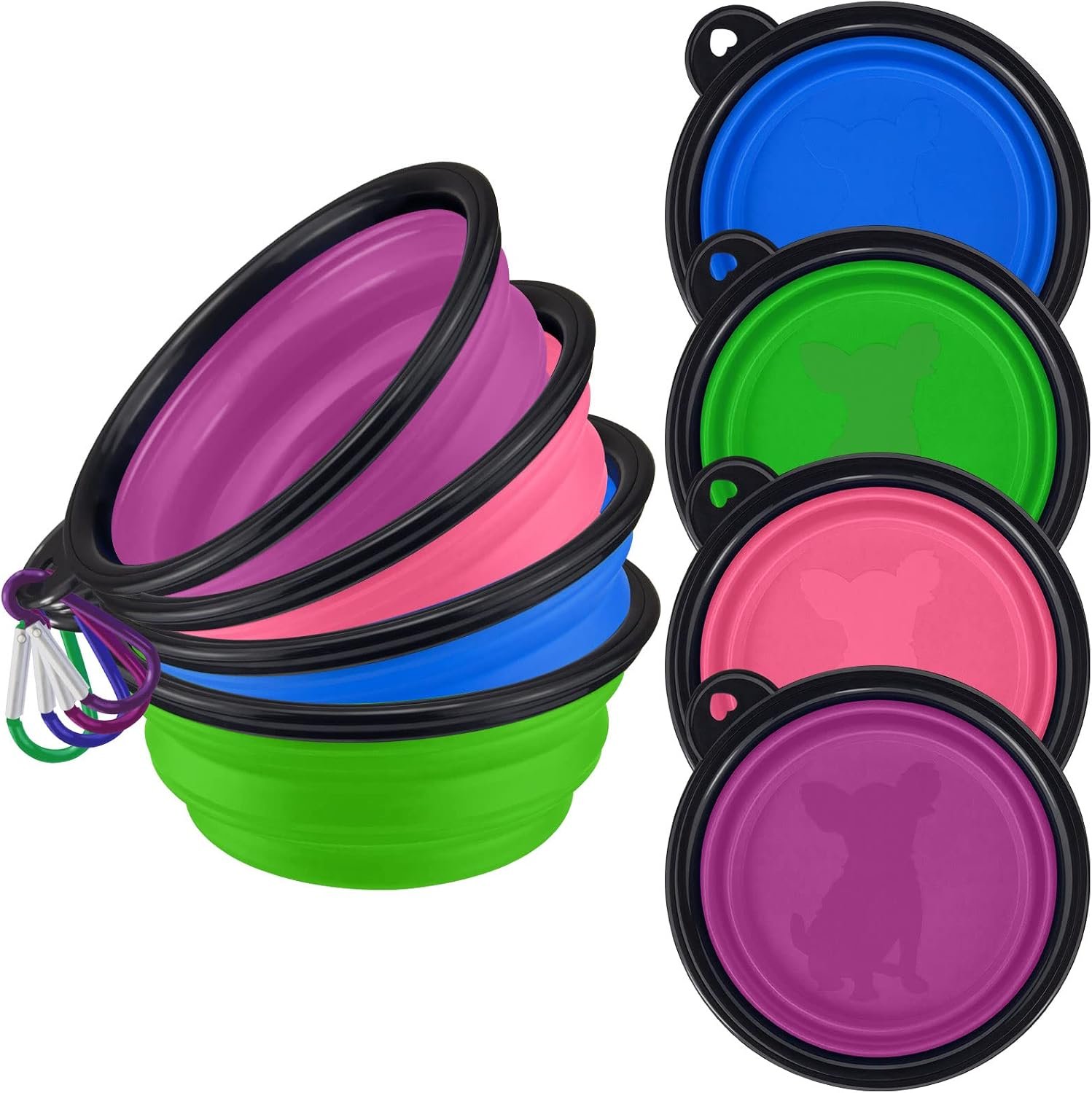 LAVAED 4 Pack Collapsible Dog Bowl Portable Foldable Travel Pets Bowls Cats Water Feeding Food Bowls Silicone Expandable Cup Dish Puppies for Walking Camping Outdoors with Carabiner Clip LAVAED 4 Pack Collapsible Dog Bowl Portable Foldable Travel Pets Bowls Cats Water Feeding Food Bowls Silicone Expandable Cup Dish Puppies for Walking Camping Outdoors with Carabiner Clip