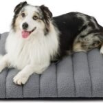 LE SURE Cute Orthopedic Dog Bed Large Sized Dog, Waterproof Chic Flat Pet Beds with Removable Washable Cover, Fuzzy Thick Egg Crate Foam Pet Mat for Indoor Use (36″ x 27″, Grey)