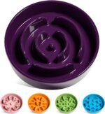 LE TAUCI Dog Bowls Slow Feeder Ceramic, 1.5 Cup Slow Feeding Bowl for Small and Medium Breed, Puzzle Dog Food Bowl for Fast Eater, Maze Purple