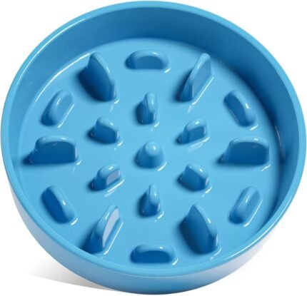 LE TAUCI PET Slow Feeder Dog Bowl Ceramic, 1.5 Cups, Blue, Non-slip Base