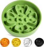 LE TAUCI Slow Feeder Dog Bowls Ceramic, 1.5 Cups Dog Food Bowl, Puppy Slow Feeder Dish for Fast Eaters, Clover Green