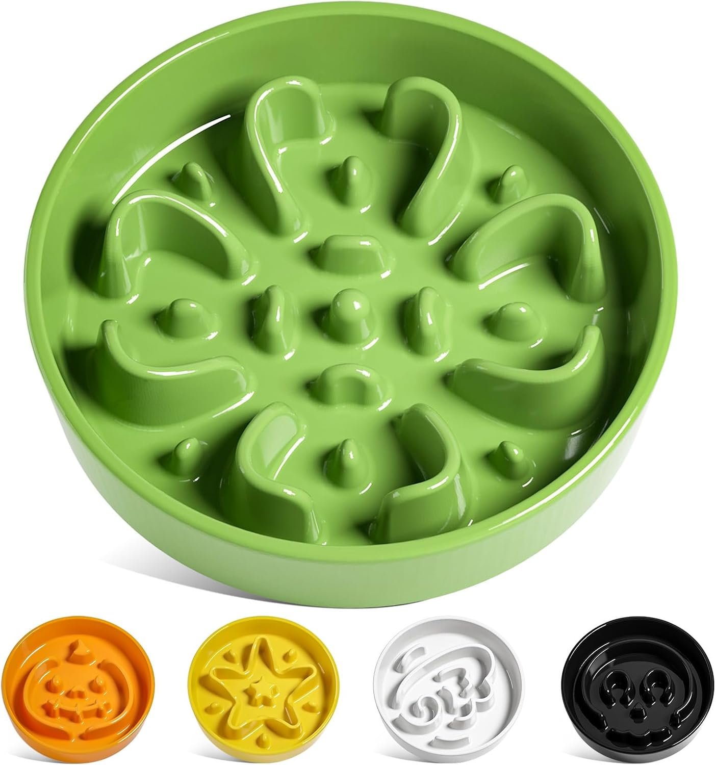 LE TAUCI Slow Feeder Dog Bowls Ceramic, 1.5 Cups Dog Food Bowl, Puppy Slow Feeder Dish for Fast Eaters, Clover Green LE TAUCI Slow Feeder Dog Bowls Ceramic, 1.5 Cups Dog Food Bowl, Puppy Slow Feeder Dish for Fast Eaters, Clover Green
