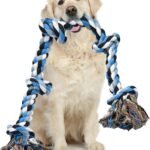 LECHONG Dog Toys for Aggressive Chewers Tough Rope Chew Toys for Large and Medium Dog 3 Feet 5 Knots Indestructible Cotton Rope for Large Breed Dog Tug of War Dog Toy Teeth Cleaning