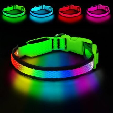 LED Dog Collar, Light Up Dog Collar,for Night Walking(Large,Green)