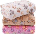 LINENLUX Dog Blankets 3-Pack, Super Soft Fluffy Fleece Pet Throw Warm