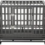 LUCKUP 38 Inch Heavy Duty Dog Cage Metal Kennel and Crate for Large Dogs,Easy to Assemble Pet Playpen with Four Wheels,Black … …