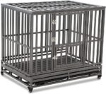 LUCKUP Heavy Duty Dog Cage Metal Kennel and Crate for Medium and Large Dogs, Pet Playpen with Four Wheels,Easy to Install,42 inch,Black