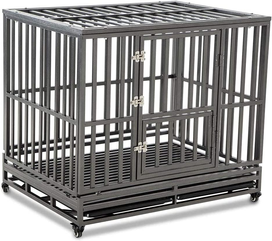LUCKUP Heavy Duty Dog Cage Metal Kennel and Crate for Medium and Large Dogs, Pet Playpen with Four Wheels,Easy to Install,42 inch,Black LUCKUP Heavy Duty Dog Cage Metal Kennel and Crate for Medium and Large Dogs, Pet Playpen with Four Wheels,Easy to Install,42 inch,Black